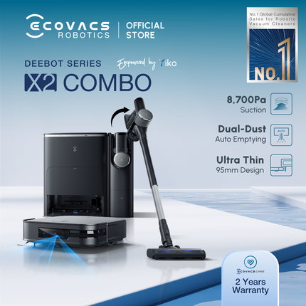 ECOVACS DEEBOT X2 COMBO ROBOT + STICK VACUUM