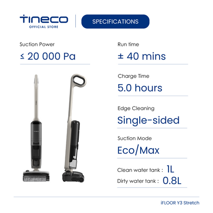 Tineco iFloor Y3 Stretch/Y2/Y5 Stretch Ultra Cordless Wet Dry Vacuum Cleaner