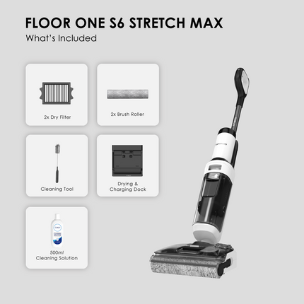 Tineco Floor One S6 Stretch Max Smart Lay-Flat Washer Wet Dry Vacuum Cleaner