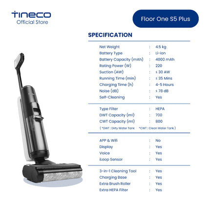 Tineco S5 Plus Smart Cordless Wet Dry Vacuum Cleaner